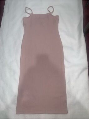 Forever 21 Mauve Pink Ribbed Spaghetti-Strap Midi Dress